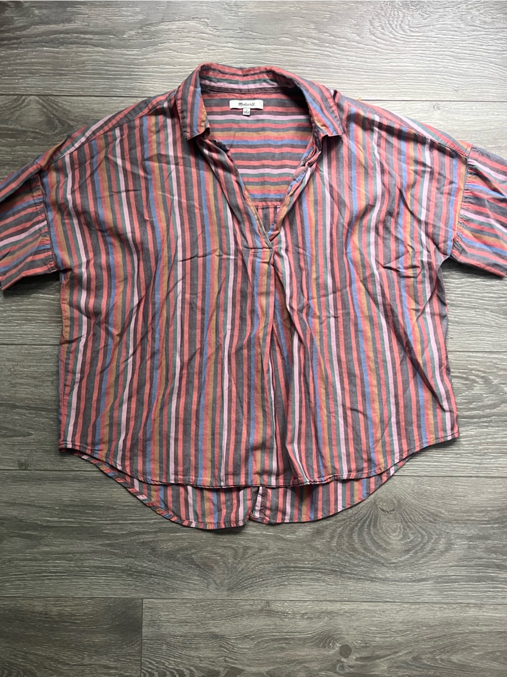 Madewell Striped Multicolor Popover Blouse